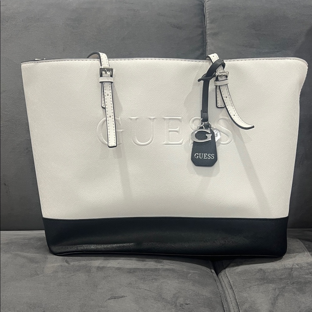 GUESS Two-Tone Black and White Tote
